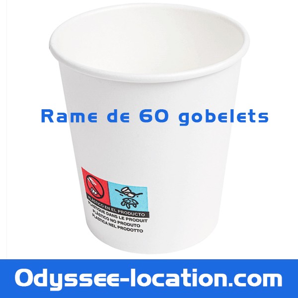Gobelets a eau carton - 20cl - Ramette de 60 pièces