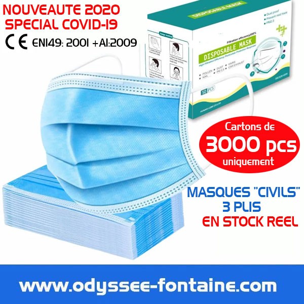Masque 3 plis 1 euro COVID 19 CIVIL PROTECTION CORONA VIRUS Masque 3 plis 1 euro COVID 19 CIVIL PROTECTION CORONA VIRUS