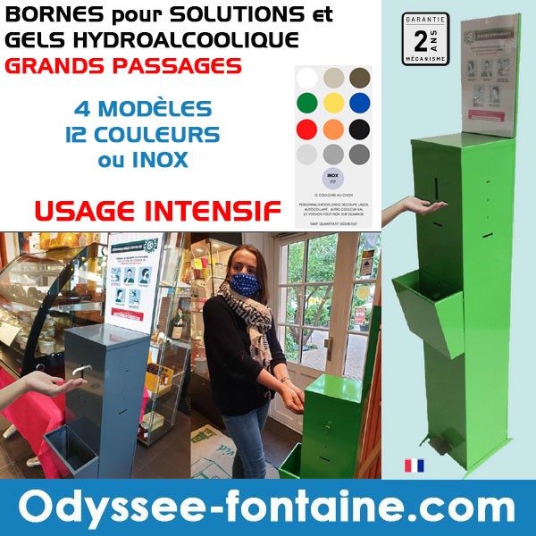 BORNES pour SOLUTIONS et GELS HYDROALCOOLIQUE GRANDS PASSAGES BORNES pour SOLUTIONS et GELS HYDROALCOOLIQUE GRANDS PASSAGES
