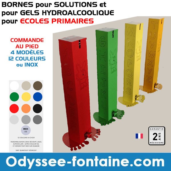 BORNES pour SOLUTIONS et GELS HYDROALCOOLIQUE ECOLES PRIMAIRES BORNES pour SOLUTIONS et GELS HYDROALCOOLIQUE ECOLES PRIMAIRES