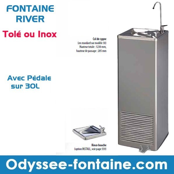 Fontaine à eau RIVER 30 L/H Froide 1 SORTIE COL DE CYGNE AVEC PEDALE